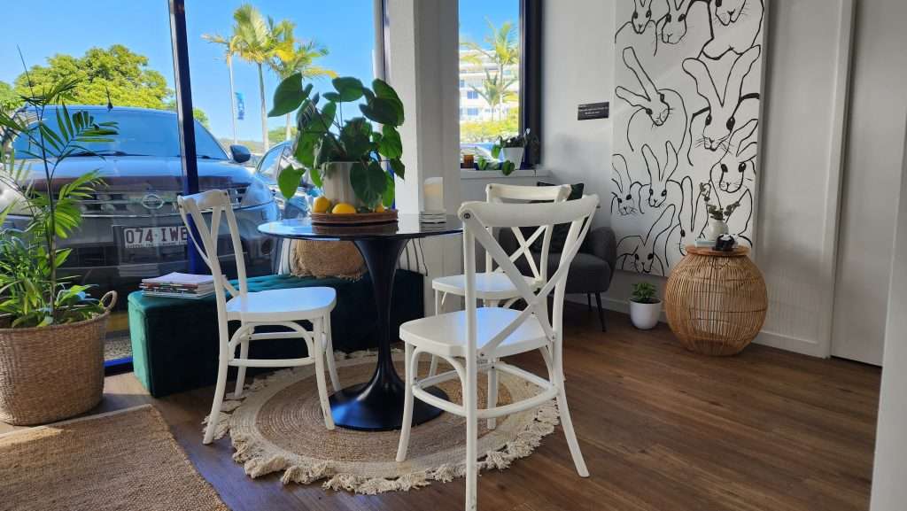 Odyssey Psychology clinic client waiting area and tea room at Maroochydore